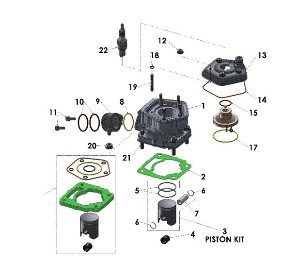 PISTON KIT-39MM NON-BRIDGED D