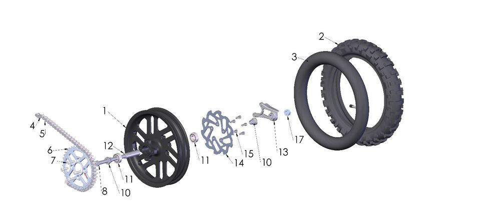 WHEEL ASSEMBLY- REAR - BLK