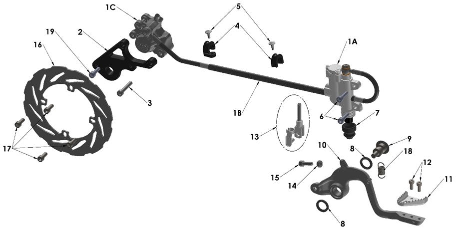 PEDAL ASSEMBLY - REAR BRAKE - 2021 KG & 65