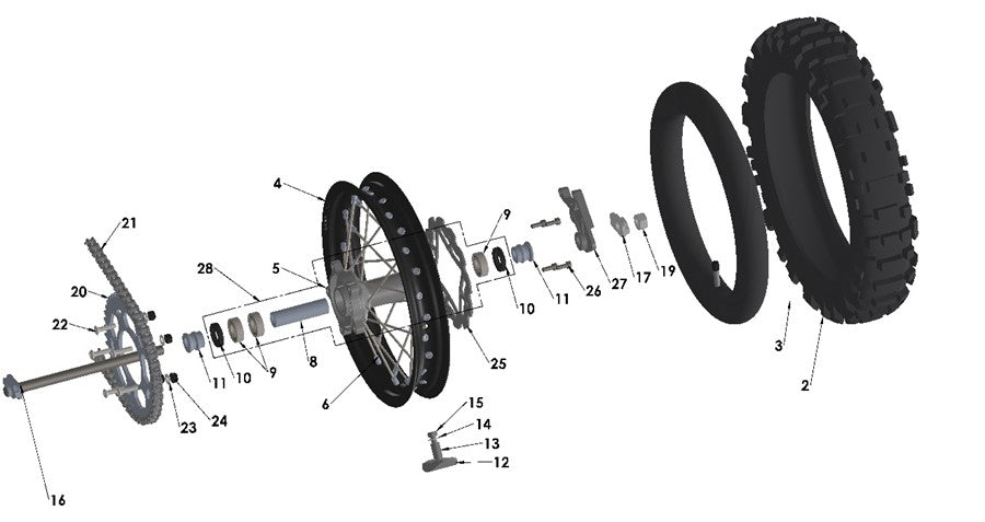 REAR SPOKE W/ NIPPLE (1pc) - 28 PC WHEEL - 2023 THRU CURRENT