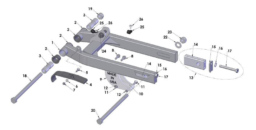 M12 X 195MM AXLE / PIVOT BOLT