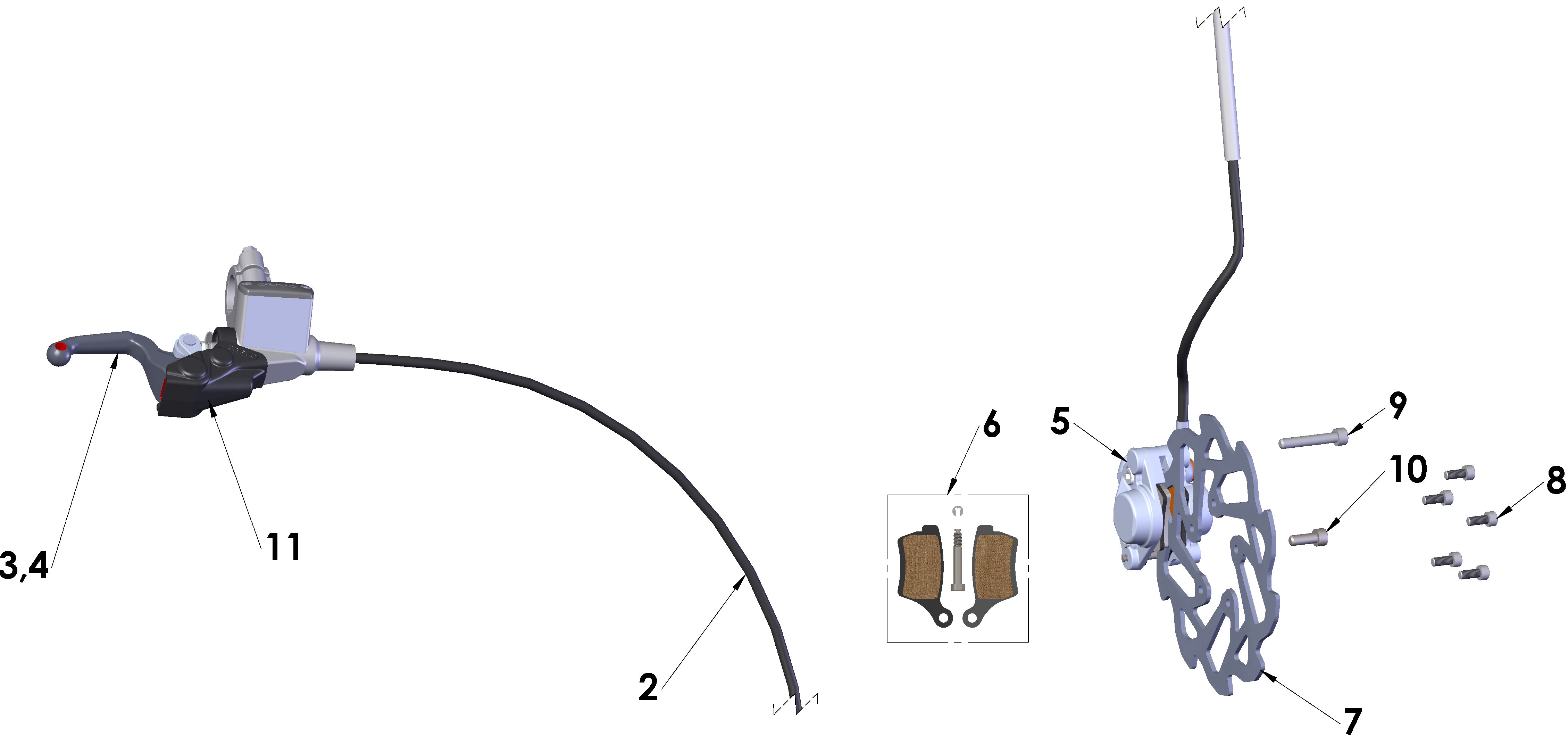 PAD KIT - ORGANIC 505 - CARD 2 PISTON - PADS, BOLT AND CLIP