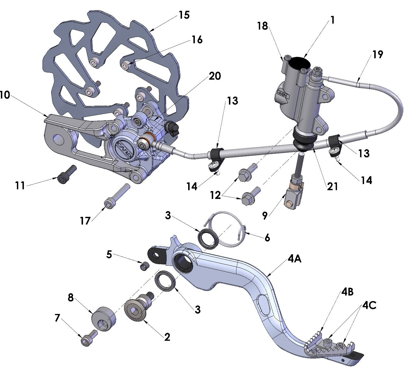 PAD KIT - ORGANIC 505 - CARD 2 PISTON - PADS, BOLT AND CLIP