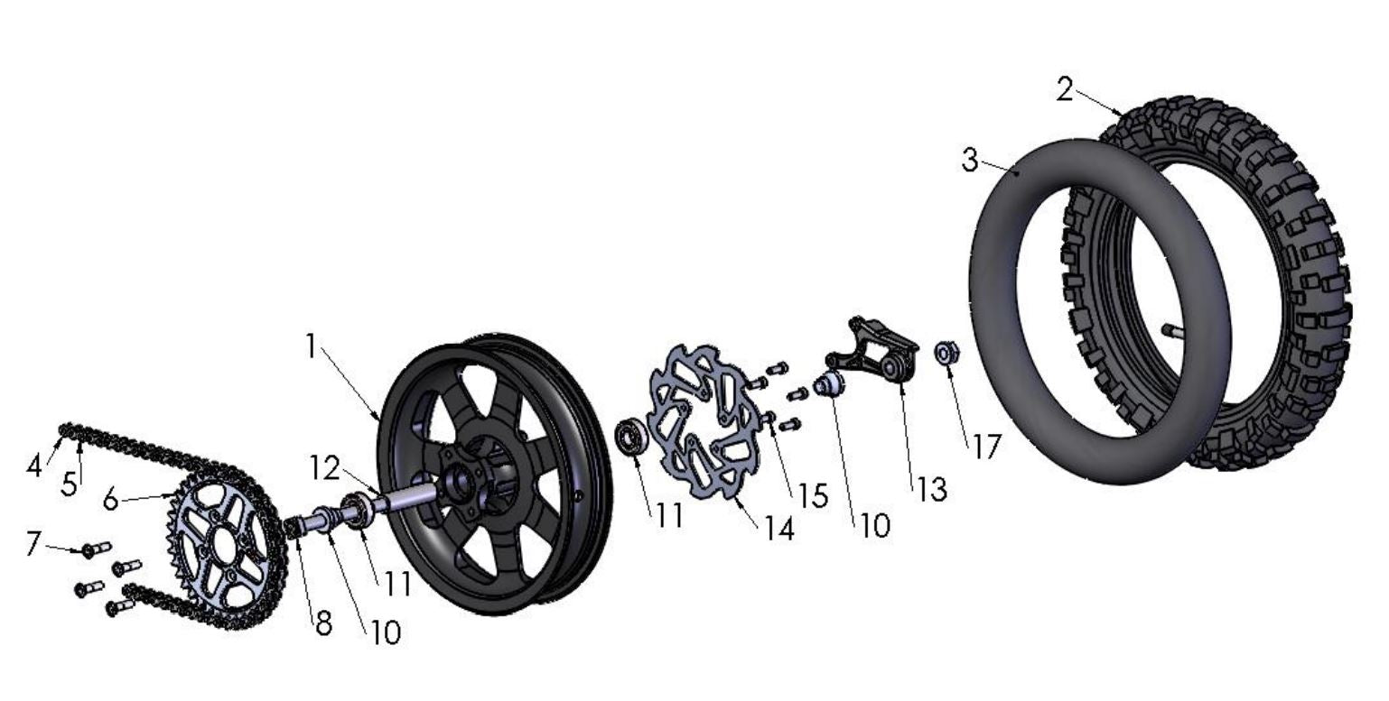 SPROCKET 38T - 415 - BLACK ANODIZE - PDM BOLTS