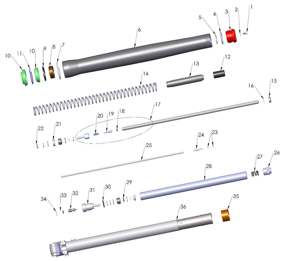 FORK LOWER COMPLETE BRAKE SIDE - HOLLOW AXLE