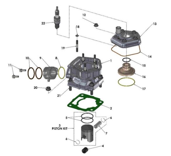 PISTON KIT-39MM NON-BRIDGED C